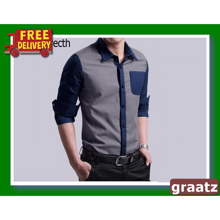 Áo sơ mi nam thanh lịch cho tuổi teen | Áo thun đen tay ngắn GZ620 (Hem 2Tone Men Ash Ot)