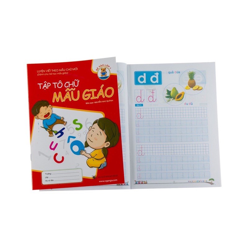 Sét 5 cuốn tập tô chữ và số cho bé
