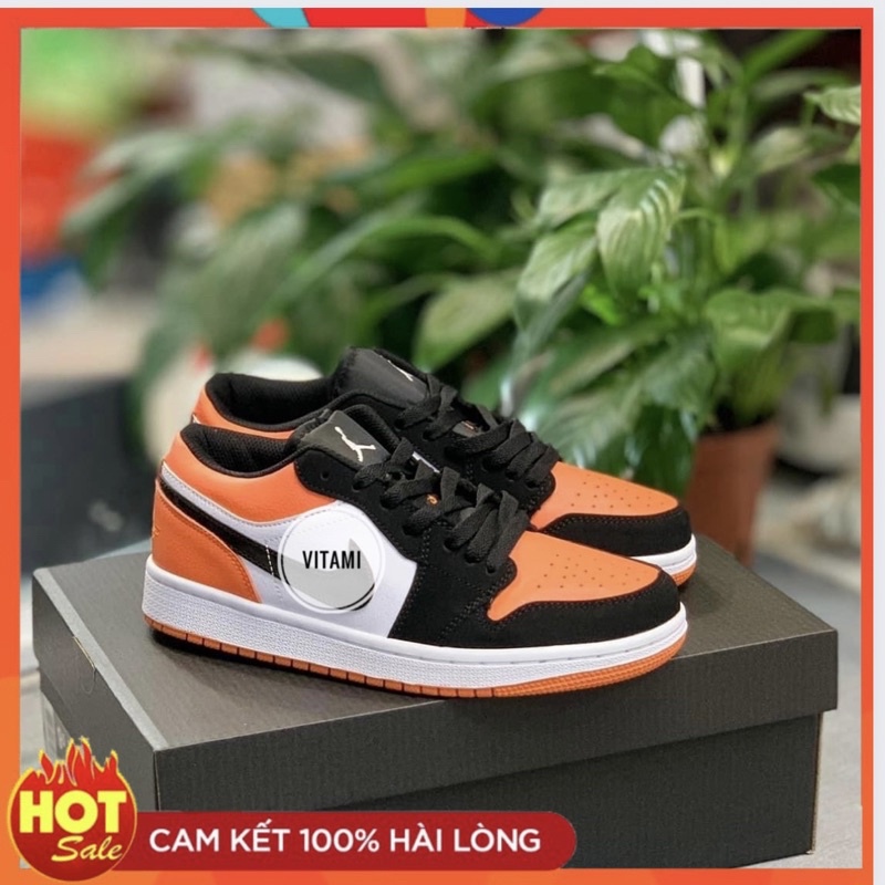 Giày Jordan cam đen cổ thấp nam nữ đủ phụ kiện Freeship