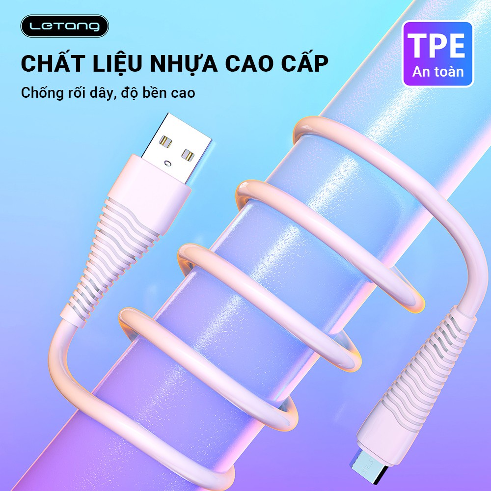 Cáp sạc nhanh Type-C/Micro/Lightning LeTang,hỗ trợ sạc nhanh gấp 2 lần sạc thường