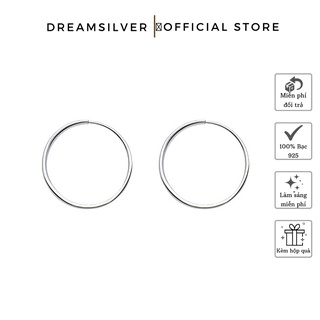 Khuyên tai bạc dreamsilver tròn trơn có chốt basic kt012