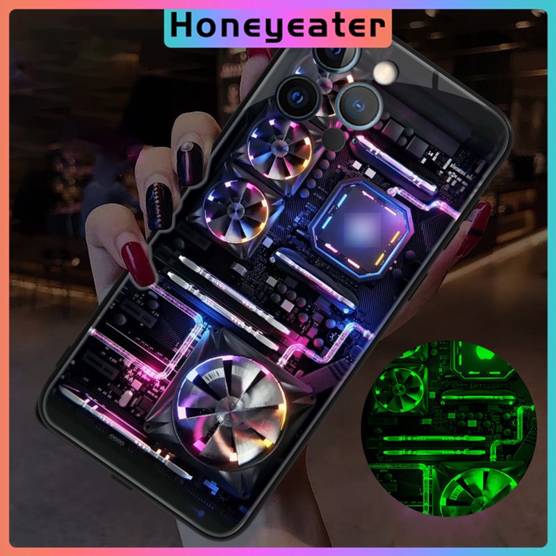 Ốp Điện Thoại Họa Tiết Cặp Đôi Có Đèn LED Cho iPhone 13 12 11 Pro Max XS 7 8 Plus