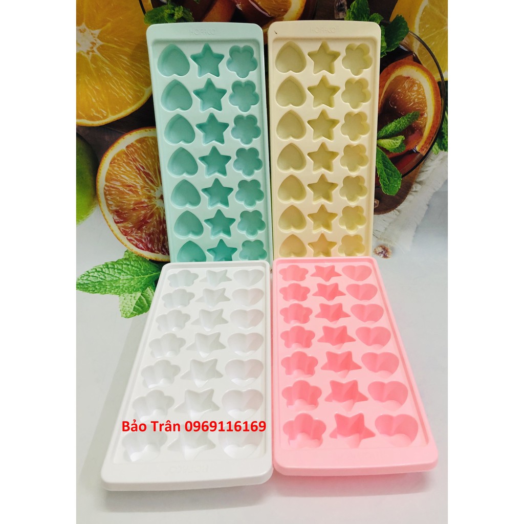Khay làm topping trà sữa trái tim, ngôi sao, hoa mai 36 viên HPL36 -  Khay làm thạch nhựa Hồng Phát