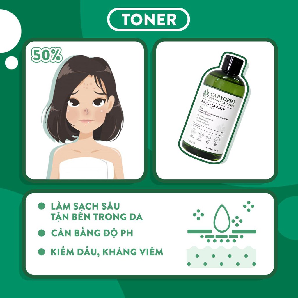 Bộ 3 Ngăn Ngừa Mụn Thâm Dưỡng Da Serum - Toner - Sữa Rửa Mặt Caryophy Hàn Quốc | BigBuy360 - bigbuy360.vn