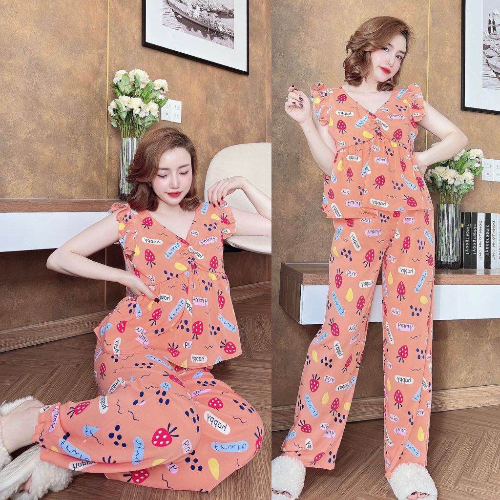 Đồ Ngủ Pijama MIKY  Đồ Ngủ nữ lụa Mango cao cấp mềm mại xinh xắn&lt;63kg