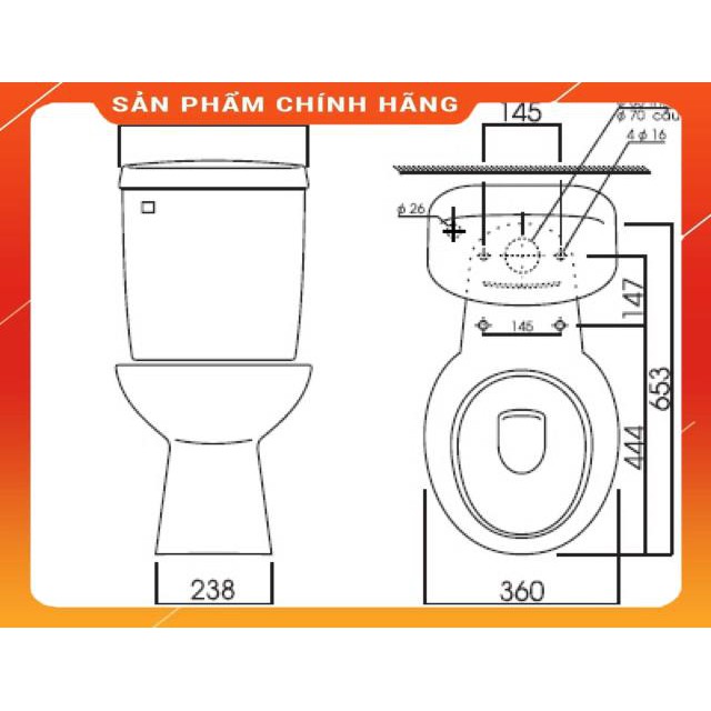 (SALE) Bàn cầu gạt thiên thanh wave giá rẻ - hàng chính hãng bảo hành bộ xả 2 năm men sứ 10 năm