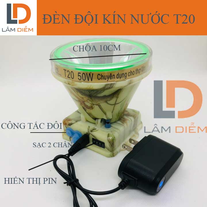 ĐÈN PIN SẠC ĐỘI ĐẦU SIÊU SÁNG HIỂN THỊ PHẦN TRĂM PIN T16 - 20