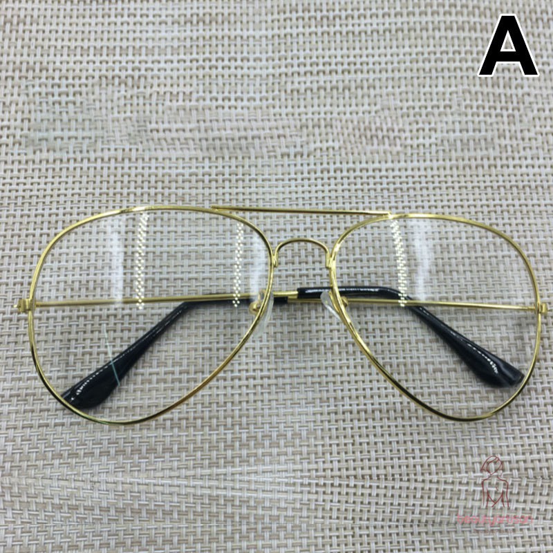 Mắt kính gọng kim loại thiết kế tròng to phong cách Vintage cho nam và nữ