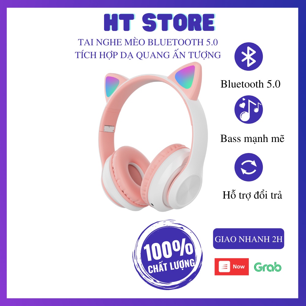 Tai Nghe/Headphone Mèo Bluetooth 5.0 Không Dây Dạ Quang Chất Lượng Âm Thanh Nổi Kiểu Dáng Dễ Thương Hàng Cao Cấp