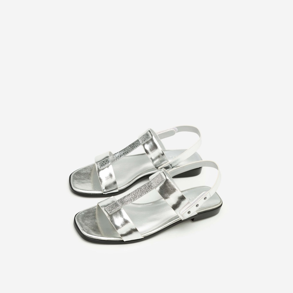 Vascara - Giày Sandal Quai Chữ T Phủ Metallic - SDK 0286 - Màu Bạc - Vascara [Chính hãng]