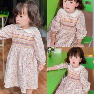Váy smock hoa nhí dài tay cho bé gái