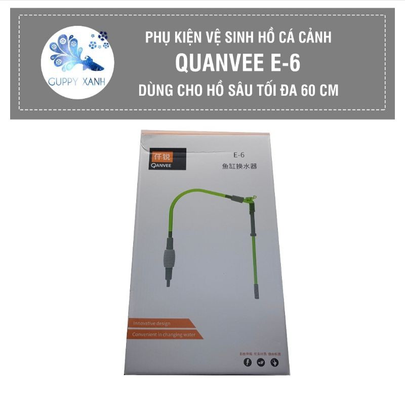 Bộ vệ sinh hồ cá - Hút đáy , thay nước , hút thức ăn thừa và phân cá - Qanvee E3 Và S3 Guppy Xanh