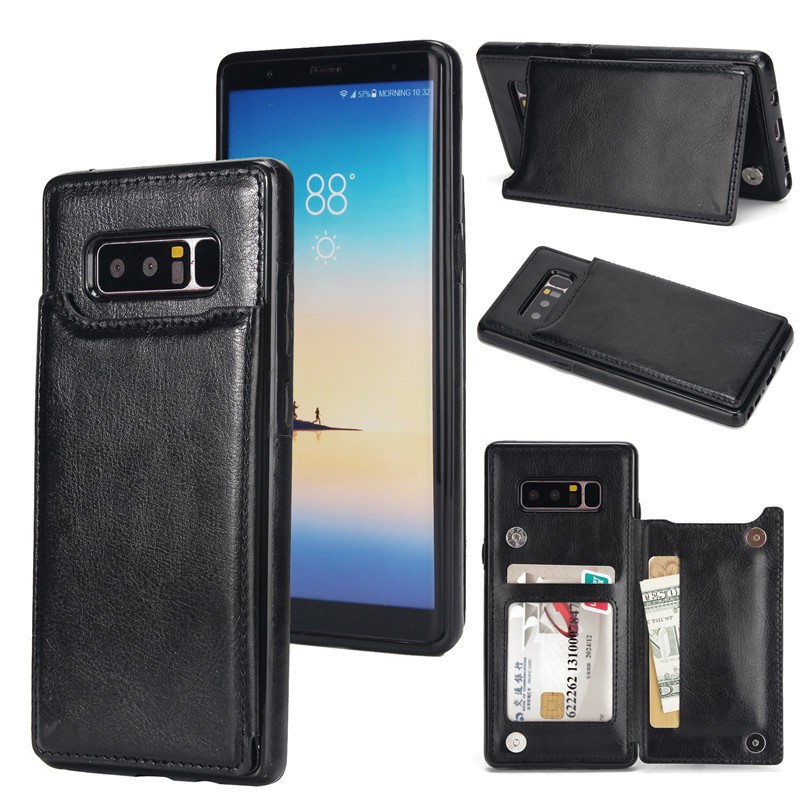 Ốp điện thoại da Crazy Horse dạng ví có ngăn đựng thẻ cho Samsung Note 8 Note 9