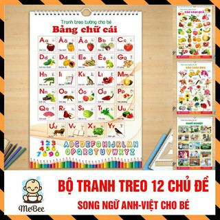 BỘ TRANH SONG NGỮ TREO TƯỜNG 14 CHỦ ĐỀ CHO BÉ
