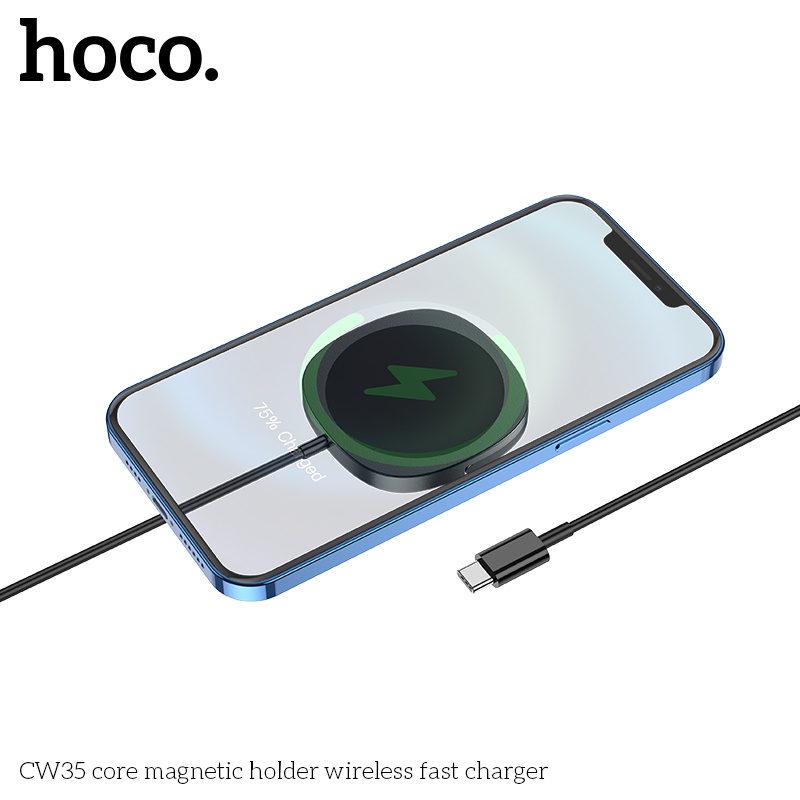 ĐẾ SẠC NHANH KHÔNG DÂY 15W KIÊM GIÁ ĐỠ ĐIỆN THOẠI - HOCO CW35