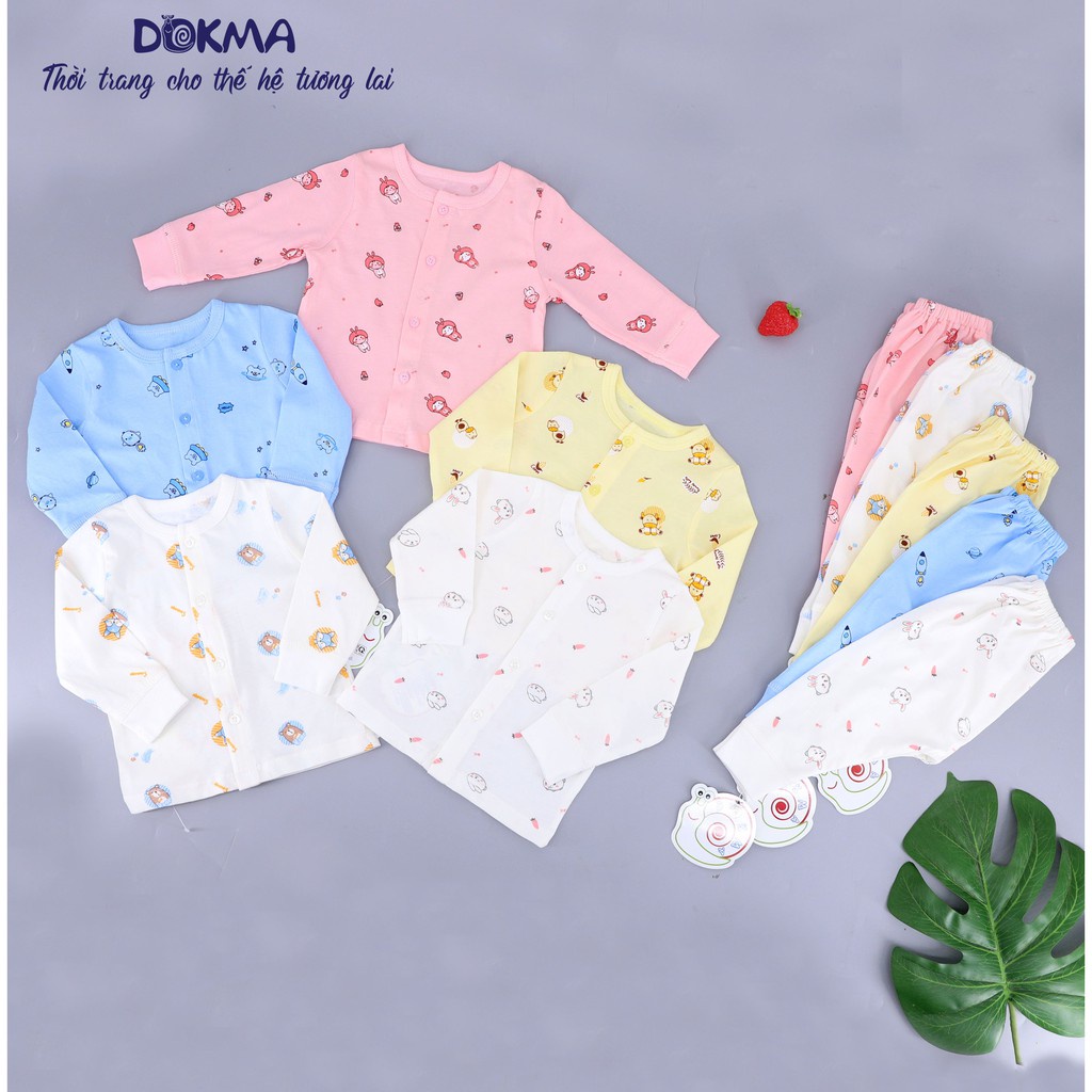 [FREESHIP] Bộ quần áo sơ sinh cài giữa dài tay Cotton DOKMA (0-9 tháng tuổi) DA-DQ404