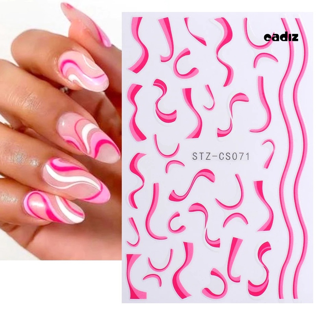 Bộ 7 Miếng Dán Móng Tay Họa Tiết Hình Học 3D Siêu Mỏng