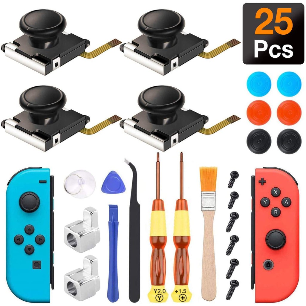 Joycon Bộ 4 Cần Điều Khiển  Cho Nintendo Switch Joy Con, Bộ Điều Khiển 4 Cái 3D Stick 2 Khóa Kim Loại
