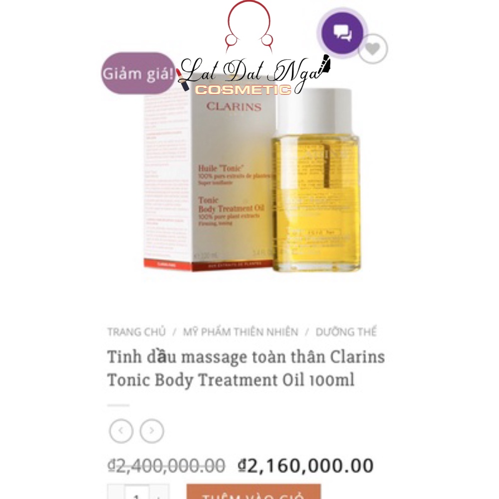 Tinh dầu Săn Chắc, Chống Rạn Da Clarins Contour Body Tonic Treatment Oil