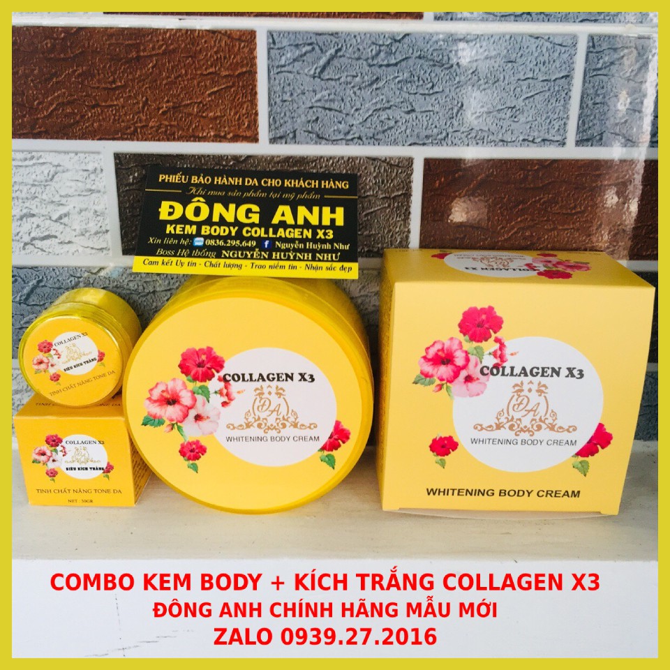 Combo Kem Body Collagen X3 + Kích Trắng X3 Đông Anh - Có Phiếu bảo hành