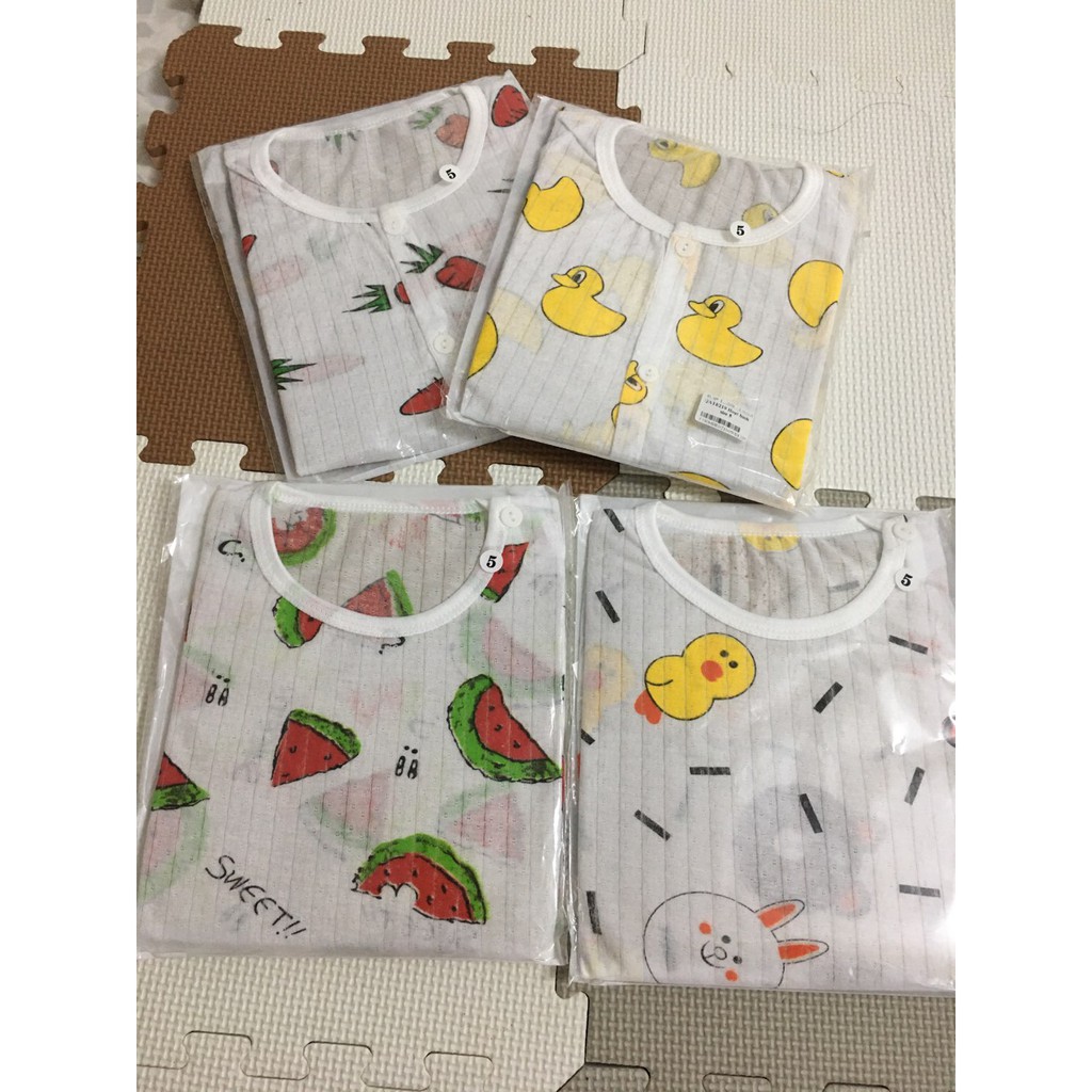 Bộ quần áo cotton CỘC TAY CÀI VAI thoáng mát cho bé (6-8KG) QATE240