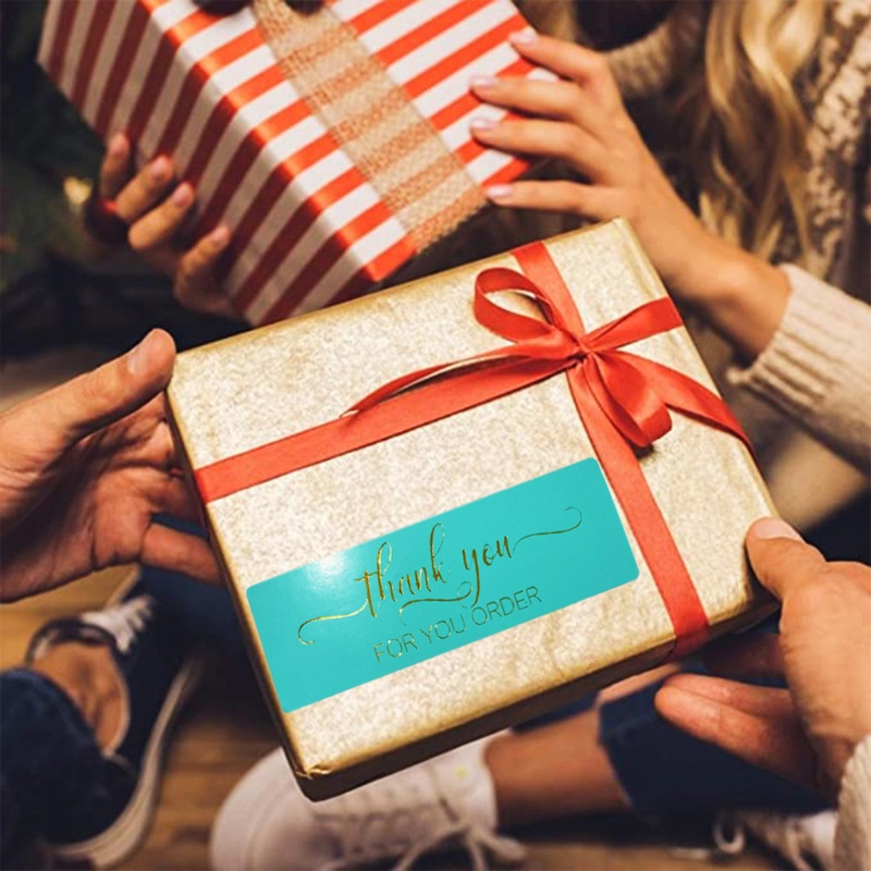 Bộ 120 Miếng Dán In Chữ Thank You for Your Order Trang Trí Hộp Kẹo