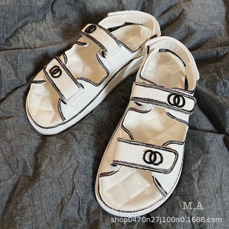 x Sandal Trắng 2p Quai Dán Đế Bằng Cn Dệt Mềm Êm Fullbox Bill Túi Cao Cấp