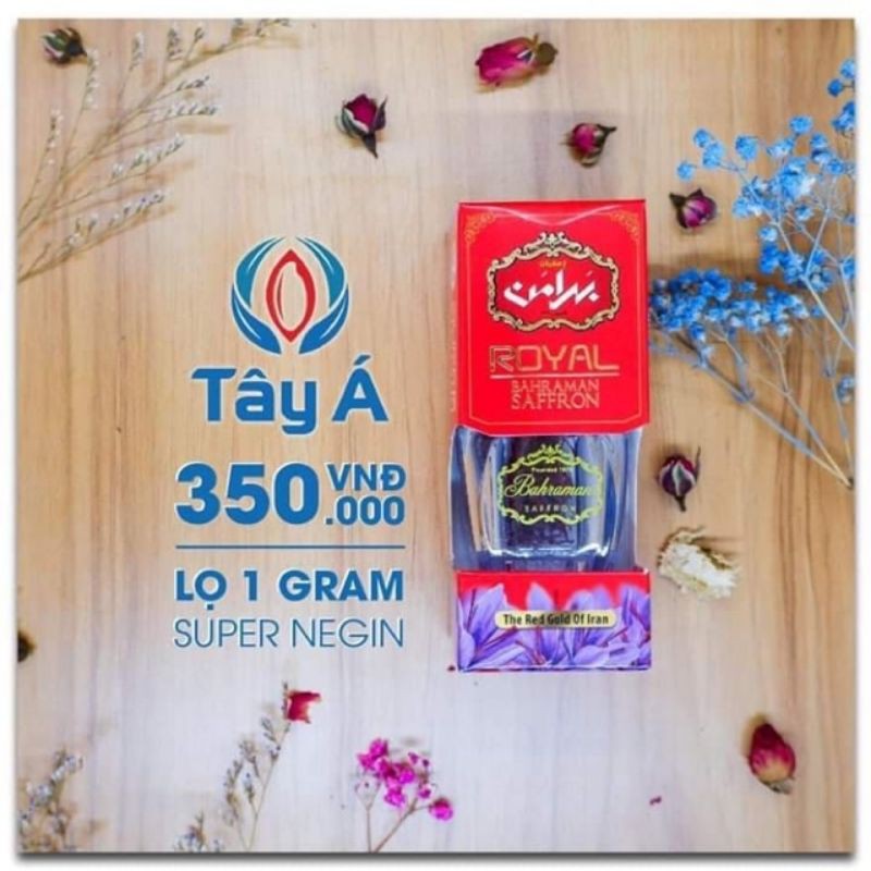 [TẶNG 1 BÌNH THỦY TINH] Saffron nhụy hoa nghệ tây BAHRAMAN IRAN SUPER NEGIN chính hãng