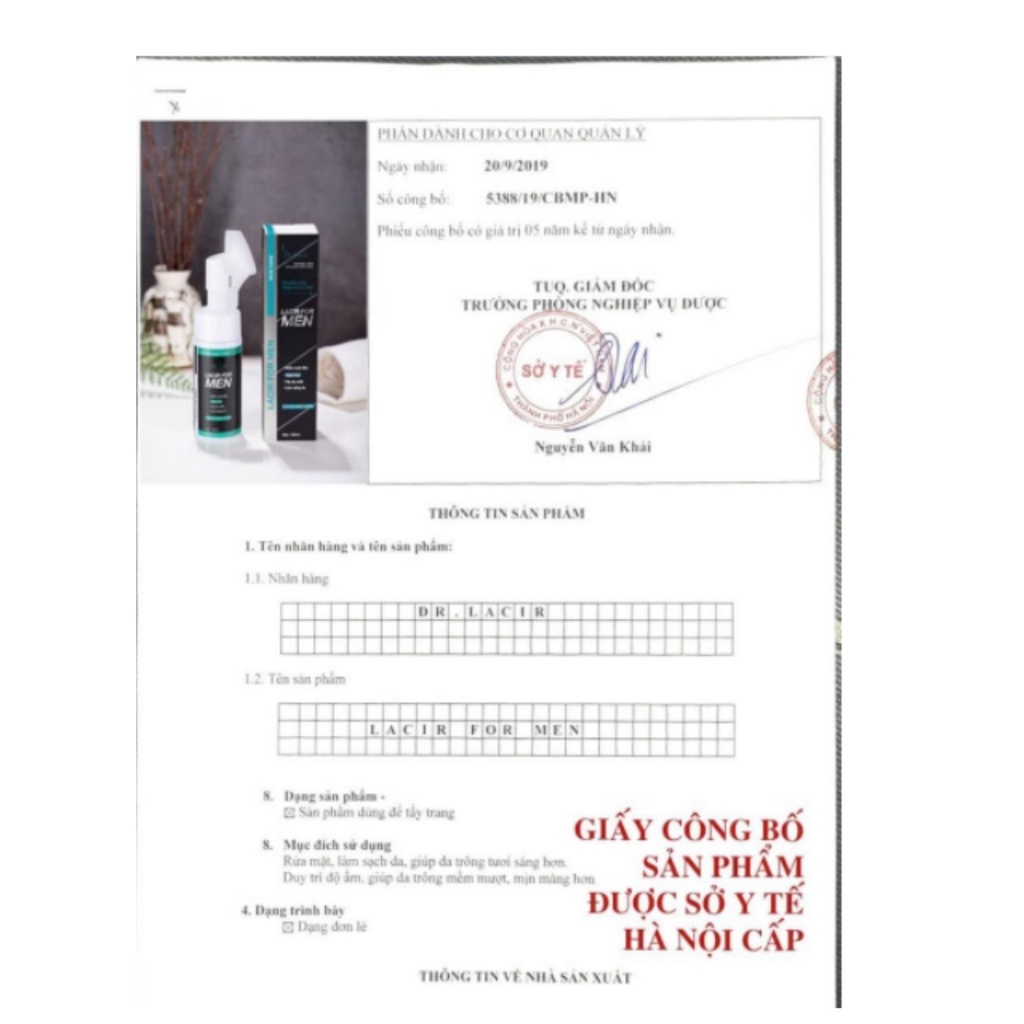 Sữa rửa mặt nam Great86 sữa rửa mặt Lacir For Men Dr Lacir làm sạch bụi bẩn dầu thừa sáng da ngăn ngừa mụn 150ml