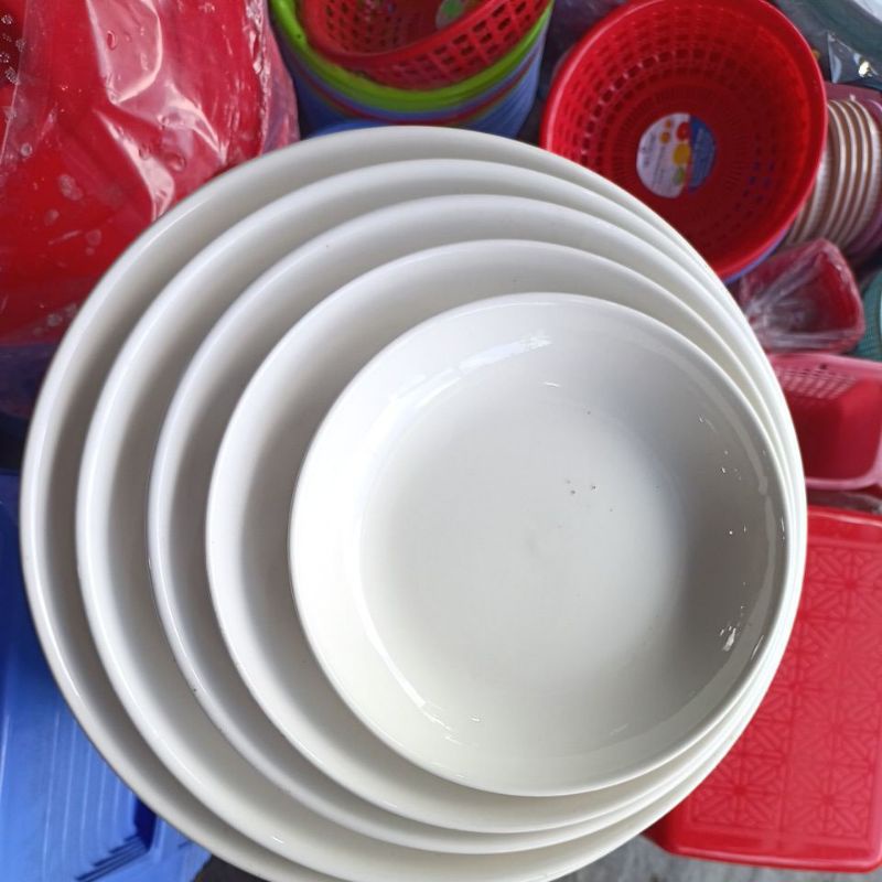 Đĩa sứ trắng trơn đủ size 15-25cm,đĩa bông 25cm