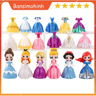 Mô Hình 06 Nhân Vật Búp Bê Công Chúa Disney Thay Váy- Mẫu 01