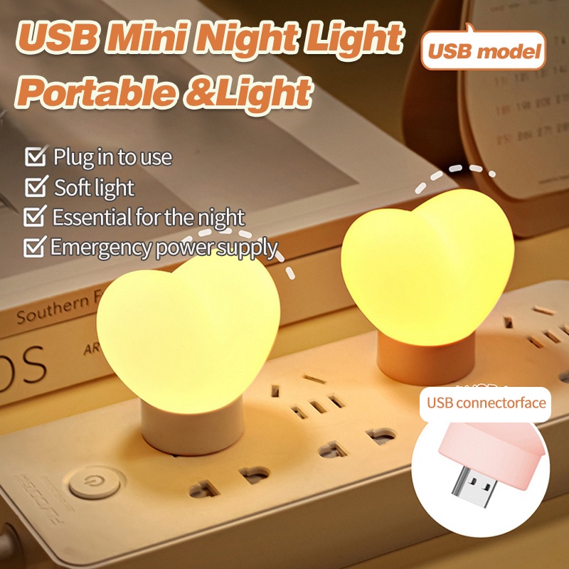 Đèn Ngủ LED USB Hình Trái Tim Trang Trí Nhà Cửa