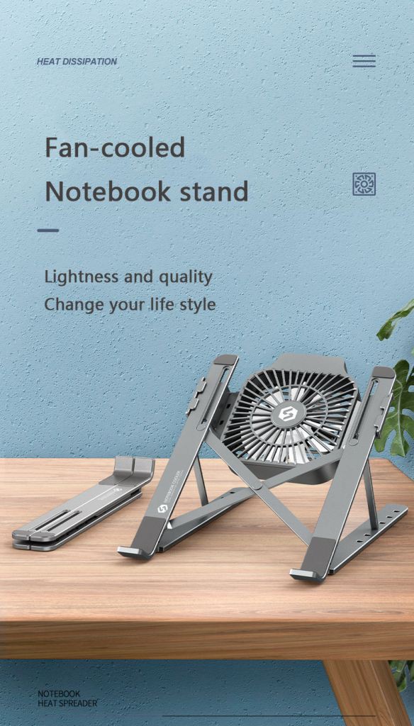 Giá Đỡ Laptop Bằng Hợp Kim Nhôm Có Quạt Tản Nhiệt Tiện Dụng