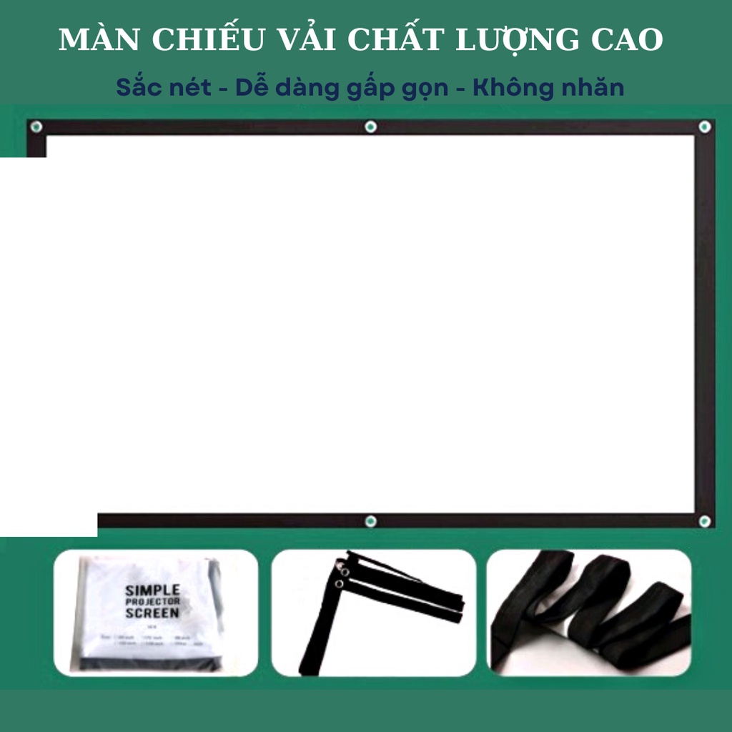 Màn chiếu treo tường 100inch dễ sử dụng hình ảnh chiếu sắc nét vải màn bền bỉ có thể gấp lại không nhăn