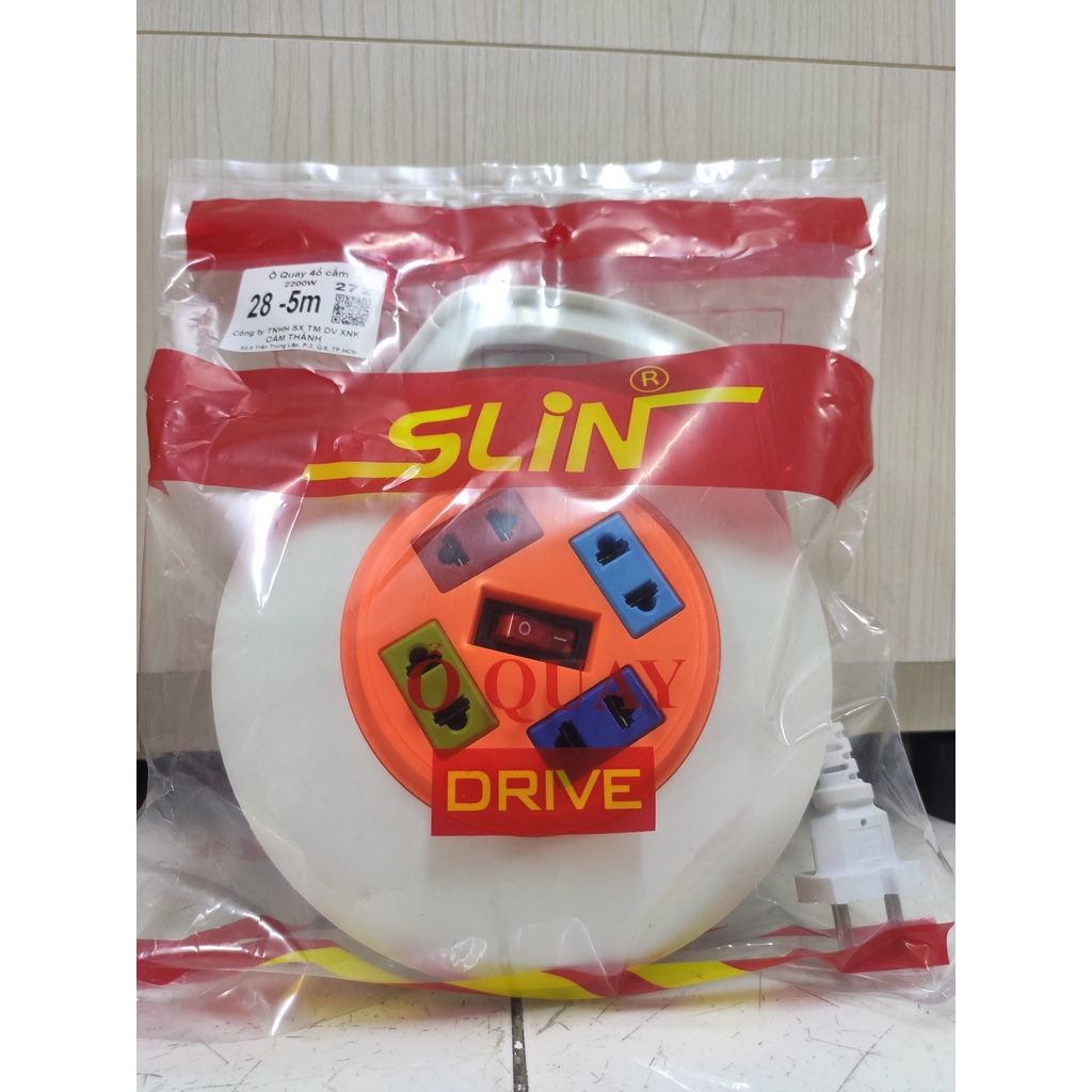 Ổ cắm điện tròn hiệu Slin 4 lỗ dây dài 5M