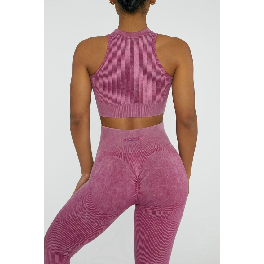 Set bộ thể thao tập gym yoga nữ dệt kim cao cấp áo bra khóa kéo kèm mút quần dài cạp cao chun mông Bin Sport BD141