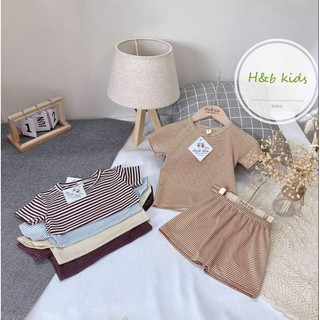 Bộ cộc tay kẻ ngang co giãn 4 chiều cho bé trai
