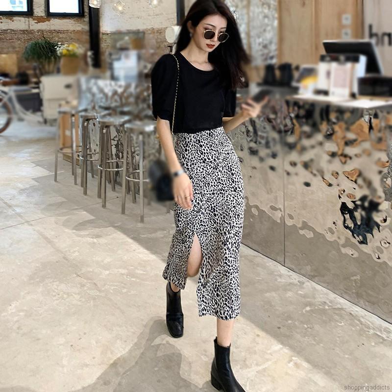 Women's cute fashion leopard print split long skirt | BigBuy360 - bigbuy360.vn