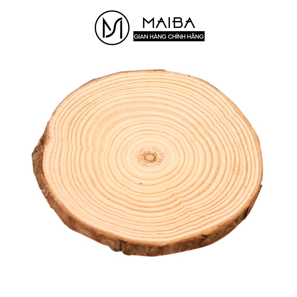 Đế lót ly nến thơm handmade MAIBA chất liệu gỗ thông tự nhiên phong cách vintage