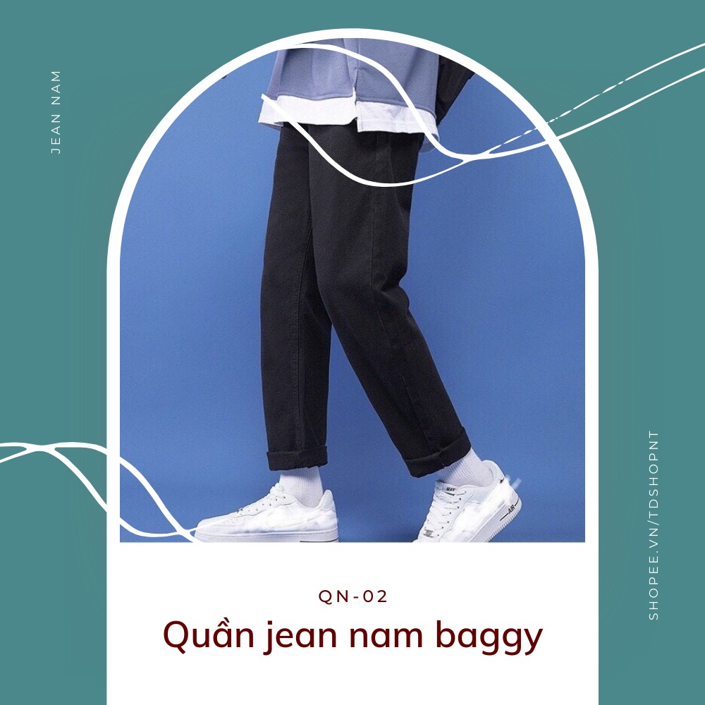 Quần Ống Rộng Quần Jeans Nam Rách Quần Ống Suông Baggy Đen | Tdshopnt - QN-02 | BigBuy360 - bigbuy360.vn