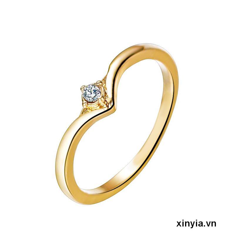 Nhẫn Thời Trang Bằng Thép Titan Màu Vàng/ Bạc Đính Đá Pha Lê Cho Nữ