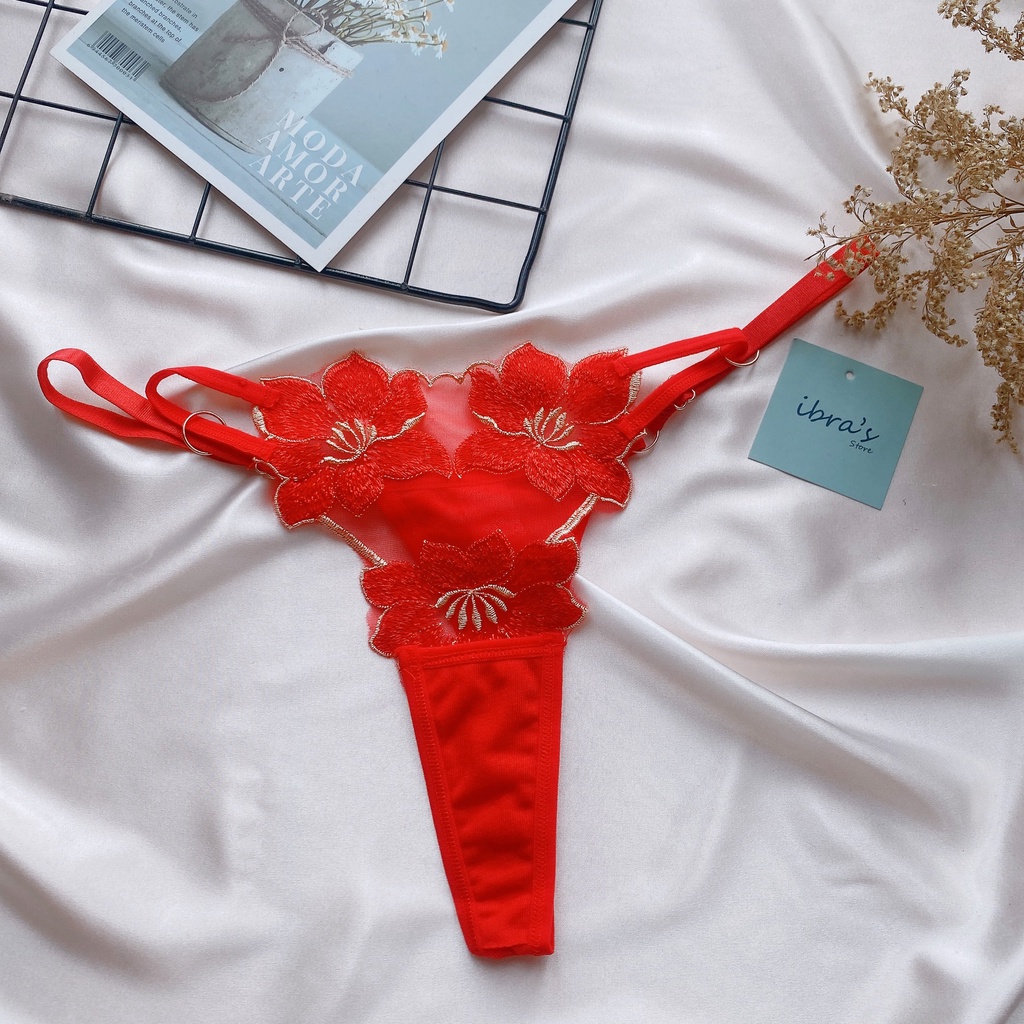 Quần Lót Ren Lọt Khe cạp thấp sexy lưới Xuyên Thấu Thêu Hoa, đồ lót nữ gợi cảm dễ thương IBRA'S STORE i115