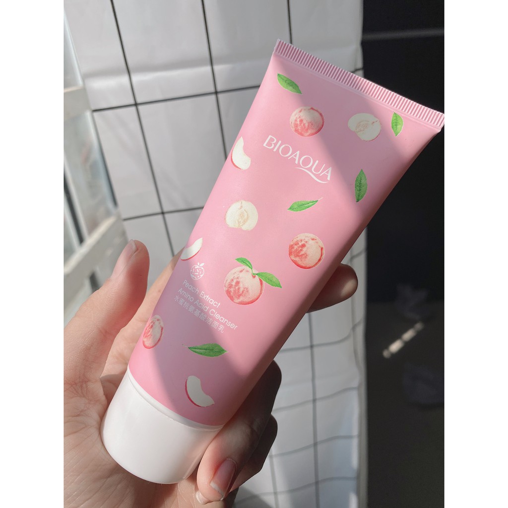 🍑 Sữa Rửa Mặt Đào Bioaqua Peach Exract Amino Acid Cleanser 100gr Giúp Da Sạch Sâu, Trắng Sáng, Se Khít Lỗ Chân Lông