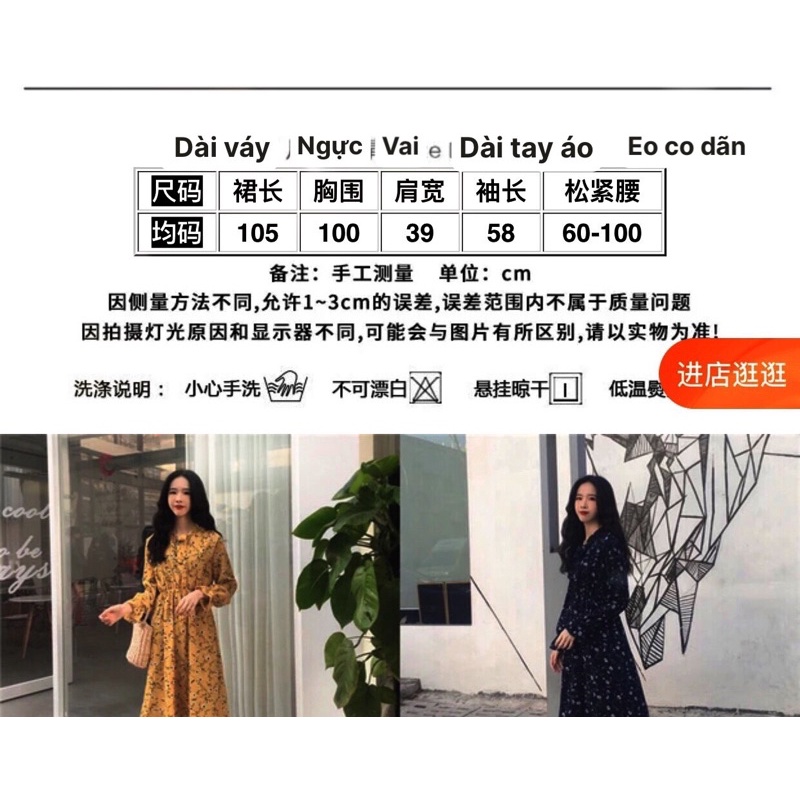 Váy hoa nhí dài tay nhiều mẫu xinh - Đầm hoa dài qua gối vintage