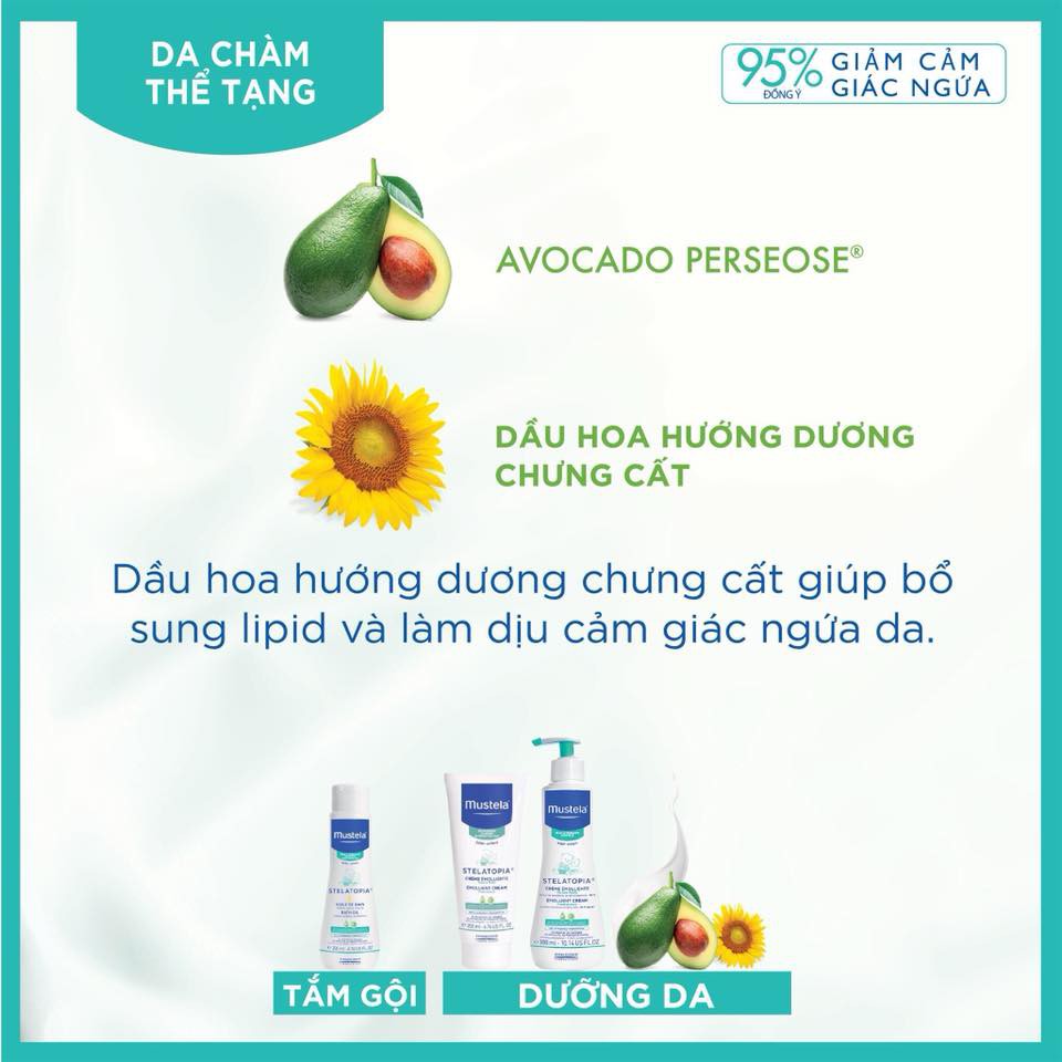 Kem Dưỡng Da Mặt Và Cơ Thể Cho Trẻ Sơ Sinh & Em Bé Da Chàm Thể Tạng Mustela 200ml