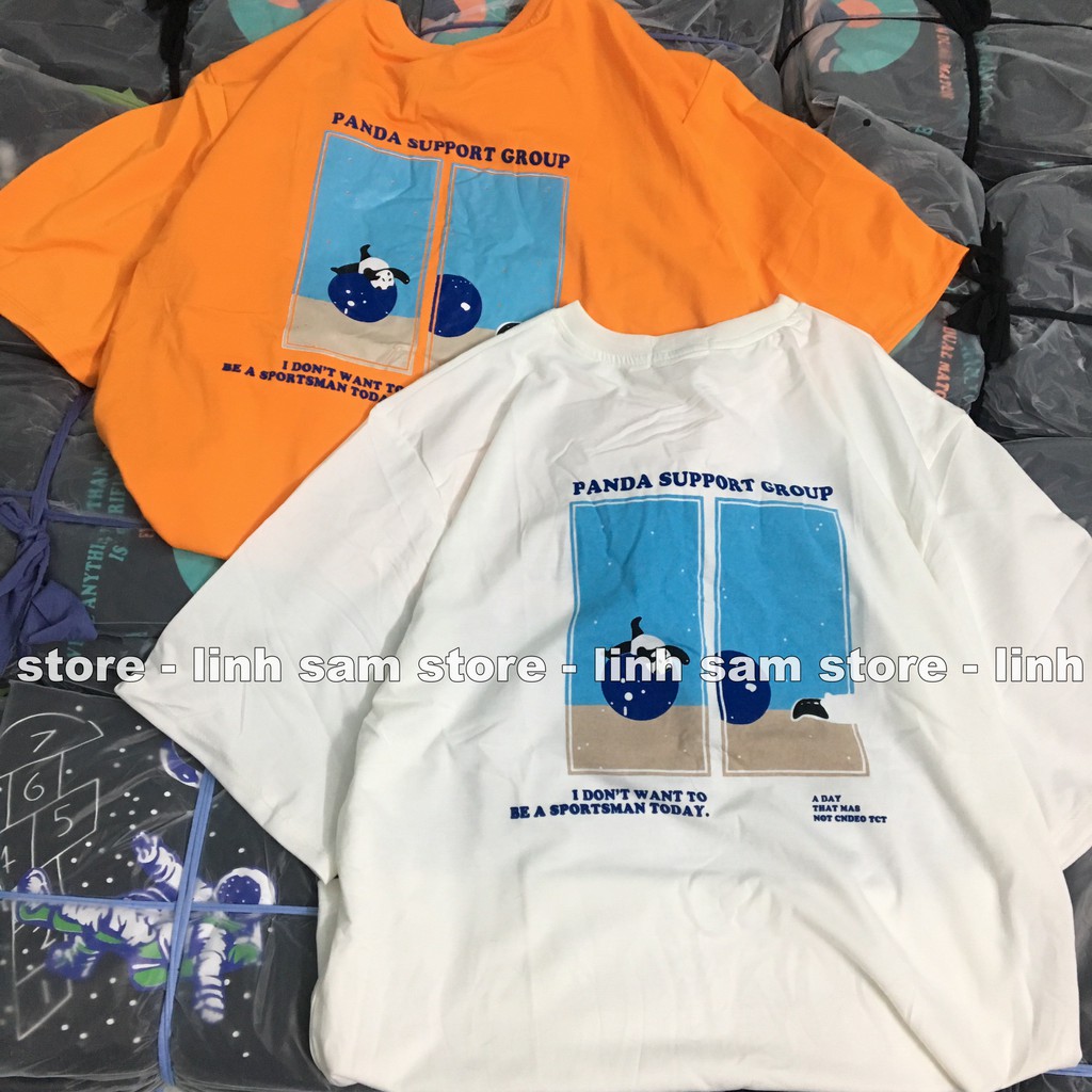 Áo thun tay lỡ nữ freesize phông form rộng dáng Unisex, mặc lớp, nhóm, cặp in chữ PANDA SUPPORT hình GẤU | BigBuy360 - bigbuy360.vn