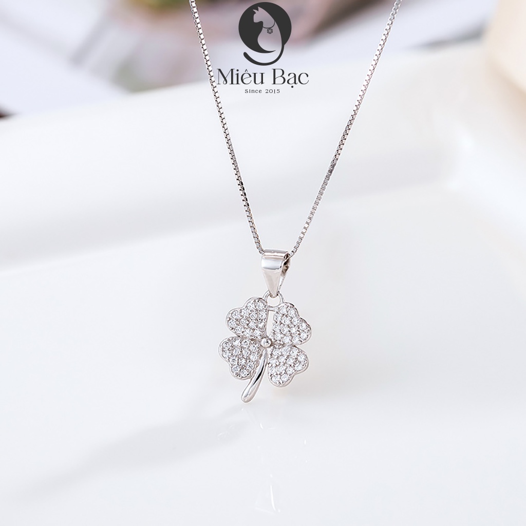 Dây chuyền bạc nữ Cỏ Bốn Lá May Mắn chất liệu bạc 925 thời trang phụ kiện trang sức nữ Miêu Bạc D400783