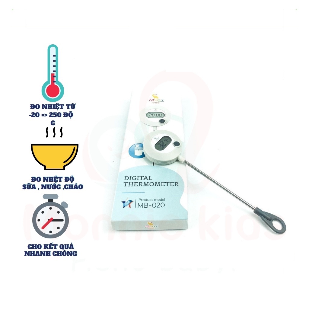 Nhiệt kế điện tử Moaz Bebe MB020 đo nước tắm, pha sữa cho bé