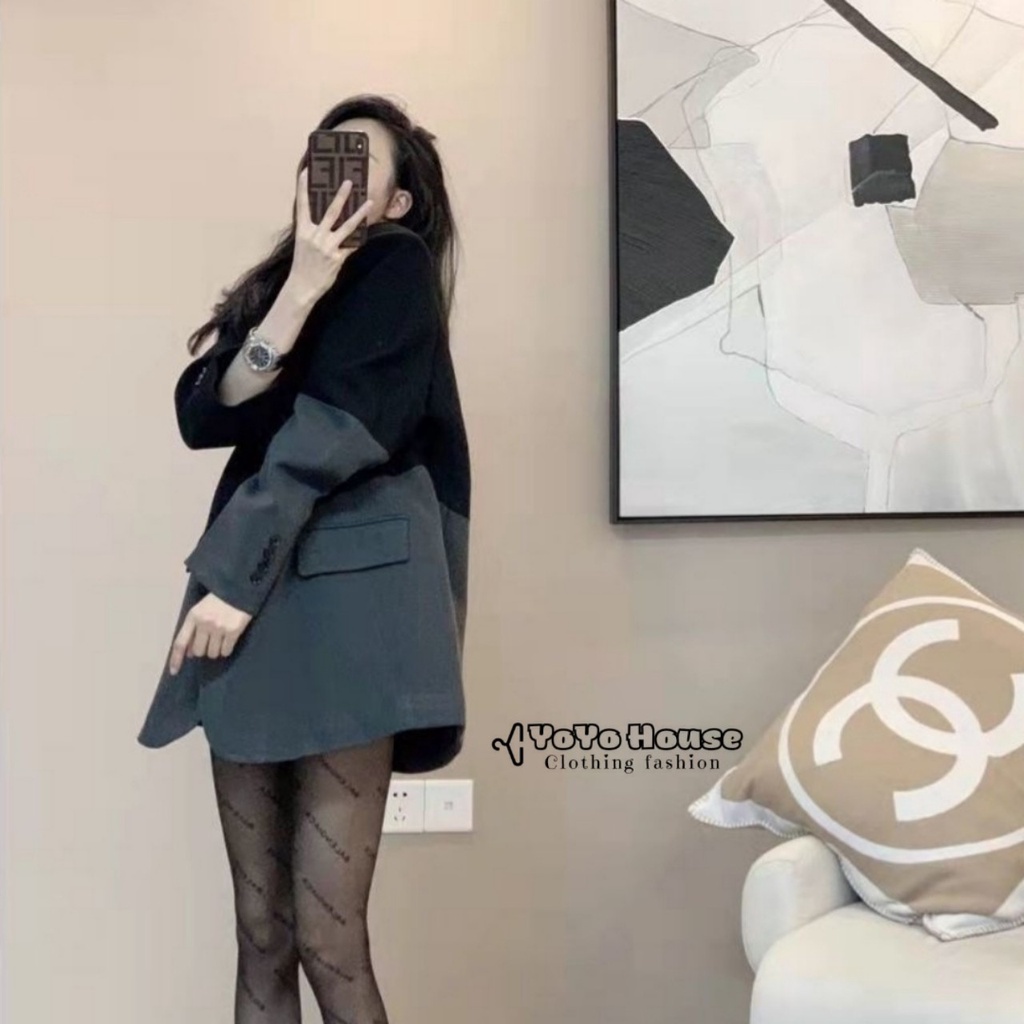 Áo Blazer phối hai màu độc đáo , cá tính , hot trend 2022