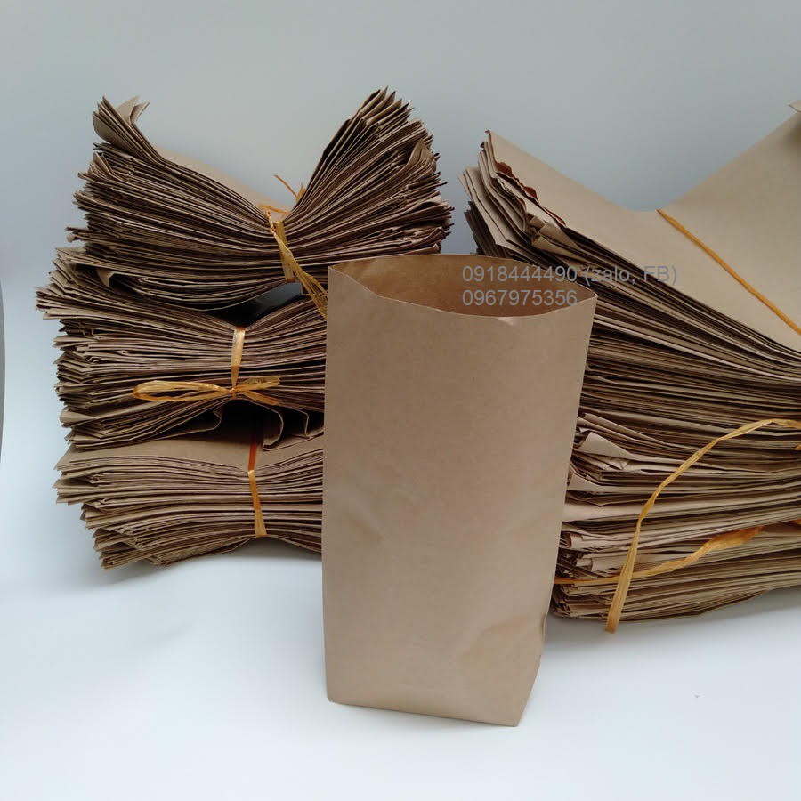 100 túi giấy kraft ( túi giấy xi măng) cỡ 13.5x20x5.5cm gói hàng hoặc đựng đồ chiên rán